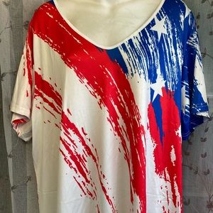 3X 20/22 Patriotic Short Sleeve Knit Shirt Top